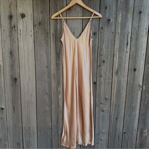 L'AGENCE Satin Lt Tan Slip Dress -6